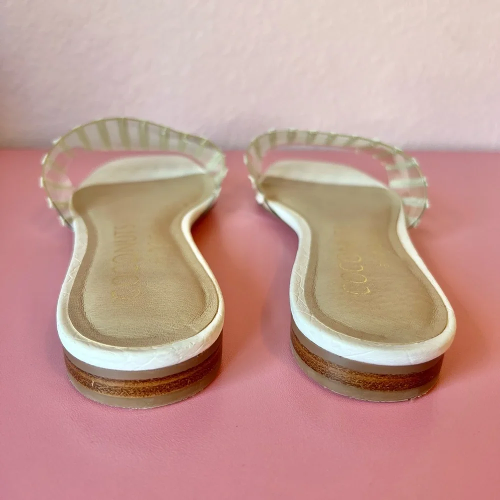 Up Late White Crocodile-Embossed Slide Sandals from Coconuts by Matisse
